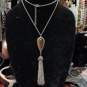 Tiger Eye Brown Pendant Necklace